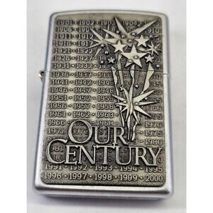 Zippo Our Century Lighter Unisex OS Silver Good 1999 Millennium Commemorative XV